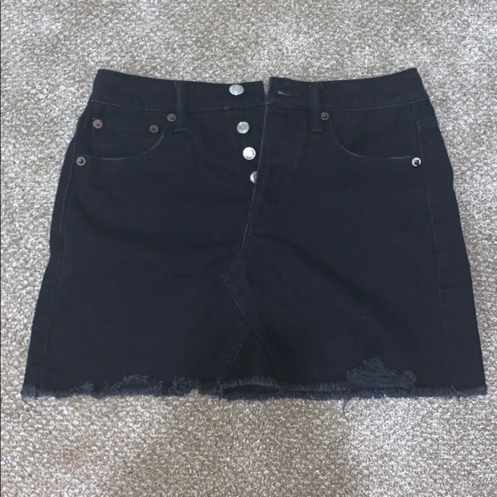 Black Button up American Eagle Jean Skirt